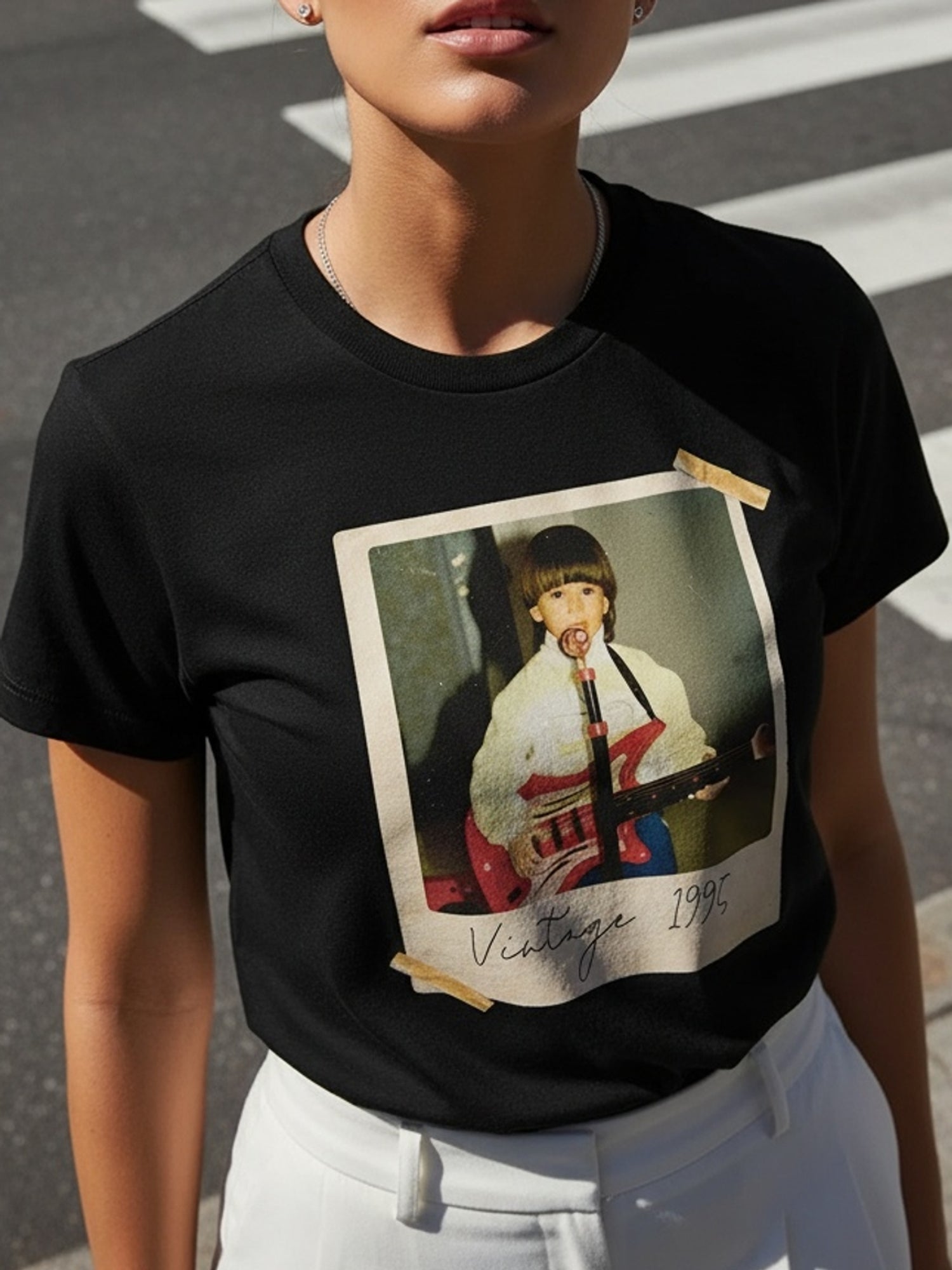 Custom Photo Text T-shirt,Custom Photo Print Crew Neck T‑Shirt, Personalized Picture Tee, Customized Birthday Holiday Family Gift Short‑Sleeve Top
