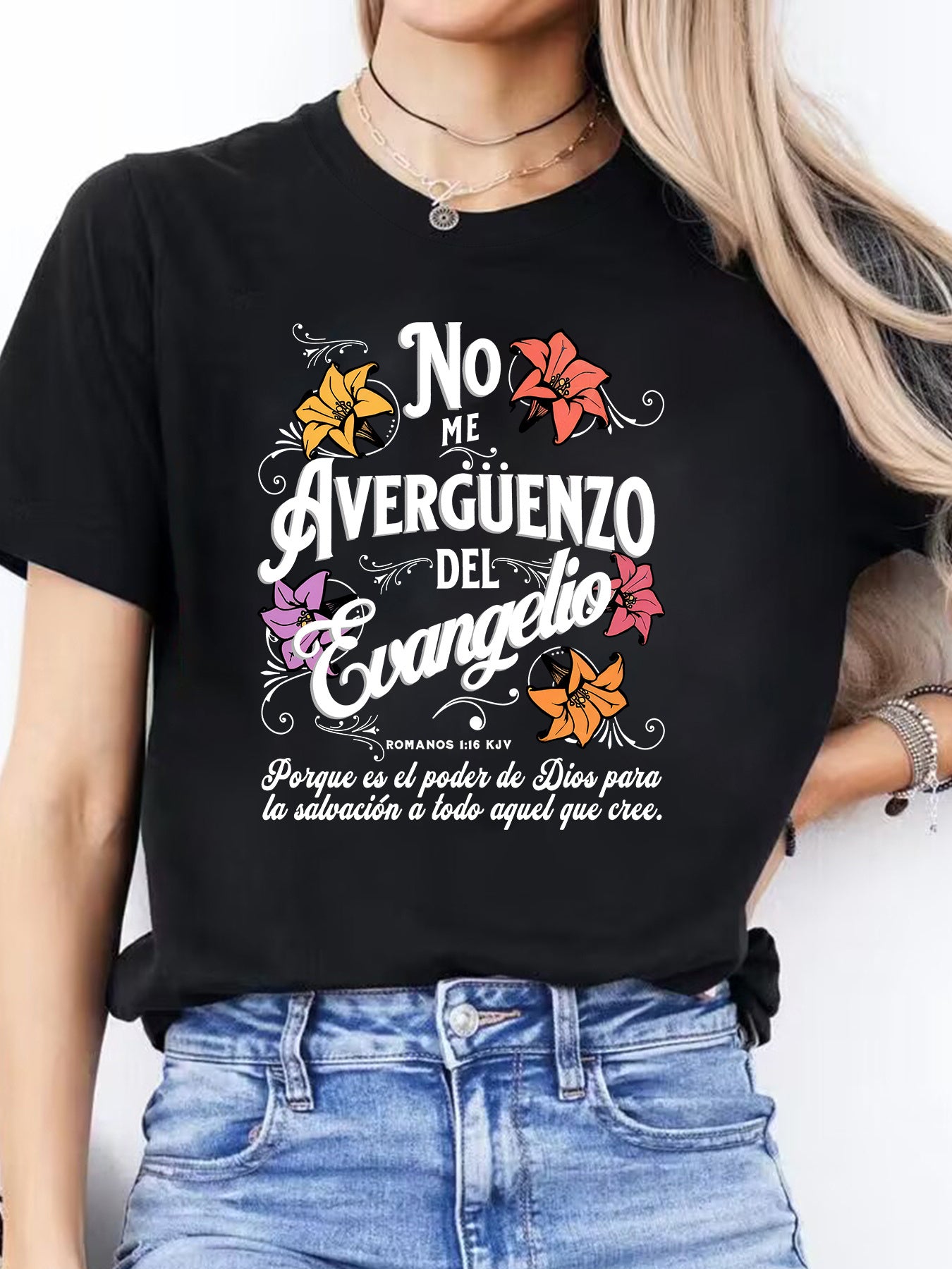 No Me Averguenzo Del Evangelio Romanos 1 16 Spanish Bible Verse Graphic Tee for Men Women, Christian Faith Short Sleeve T-Shirt, Casual Crew Neck Top for Church Gift