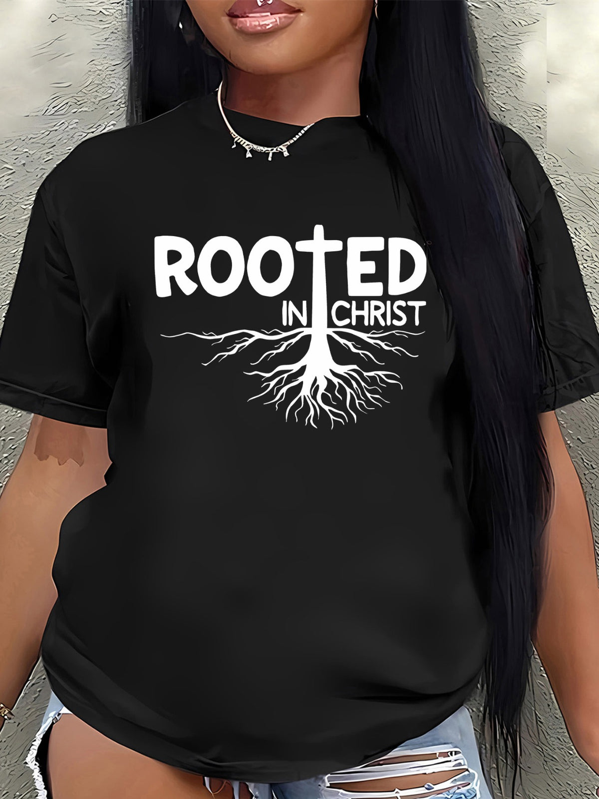 [Faith Graphic T-Shirt] Lightweight And Durable T-Shirt - Faith-Inspired Design with Cross And Roots Graphic - Ideal for Everyday Use, Church Services, Or Casual Gatherings