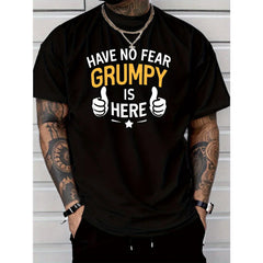 Men's Casual Fashion Short-sleeve T-shirt, Featuring a New "No Fear" Graphic Print Design, 100% Polyester, Regular Fit Round Neck, Comfortable Stretch Summer Fashion Tee, Casual Daily Style Clothing, Ideal as a Gift