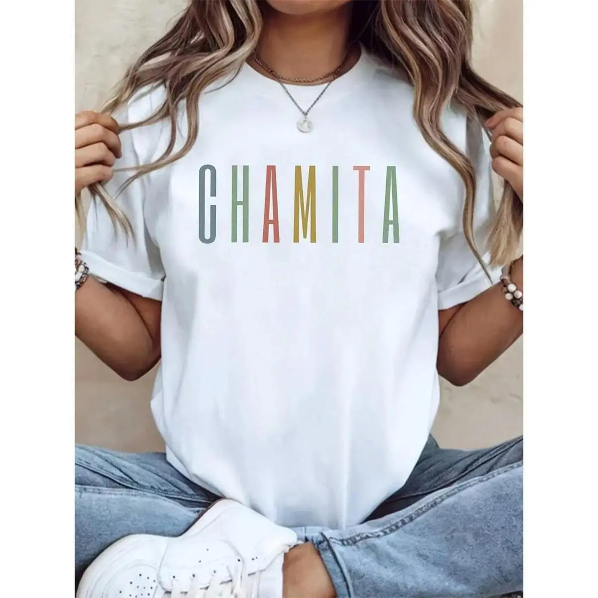 Unisex Venezuelan Pride 'CHAMITA' Print Cotton T-Shirt Soft Fashionable Casual Short Sleeve Crew Neck Top