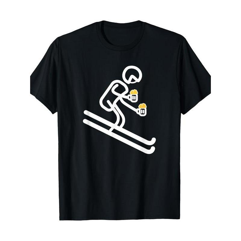 T-Shirt with Fun Skiing Beer Graphic