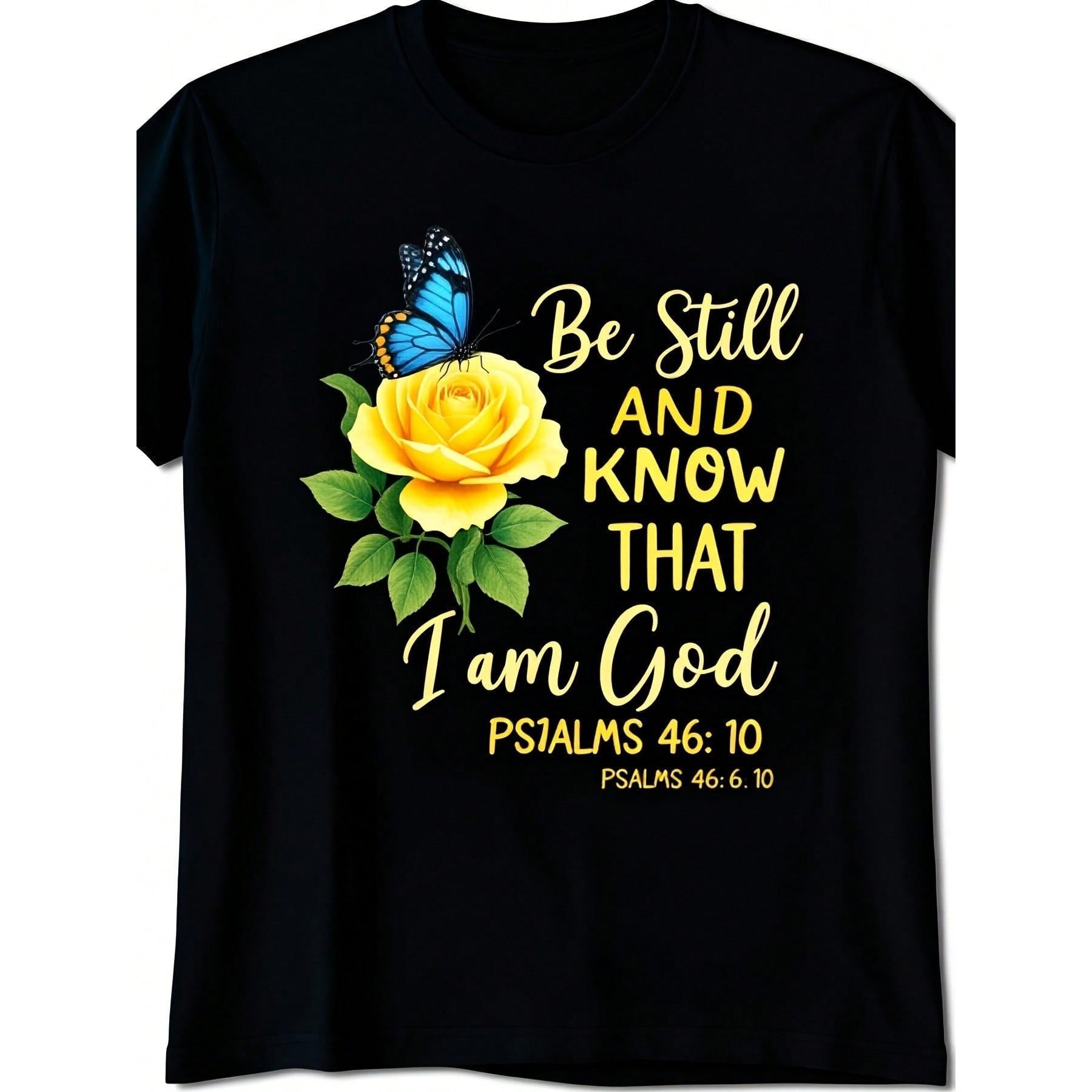 2026 New Christian Shirts For Women Christmas Gift Tee, Local Women'S Casual Be Still And Know That I Am God Flat Print T-Shirt,