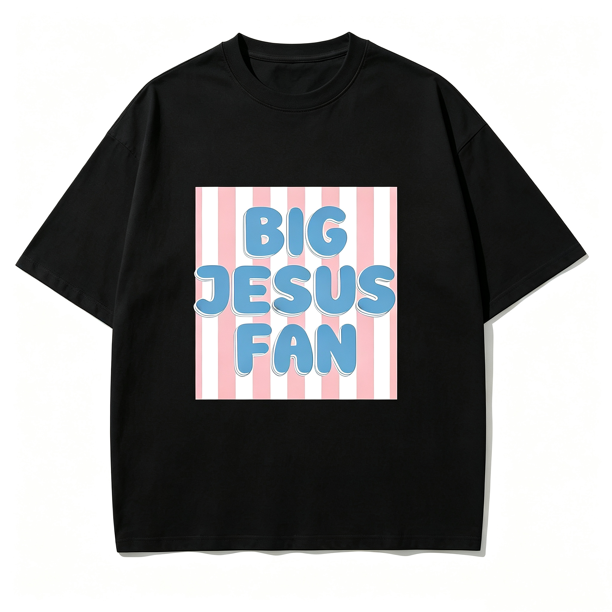 Unisex Big Jesus Fan Unisex T-Shirt Men Women Loose Casual T‑Shirt Loose‑Fit Breathable Cotton Casual Streetwear Apparel for Men Women