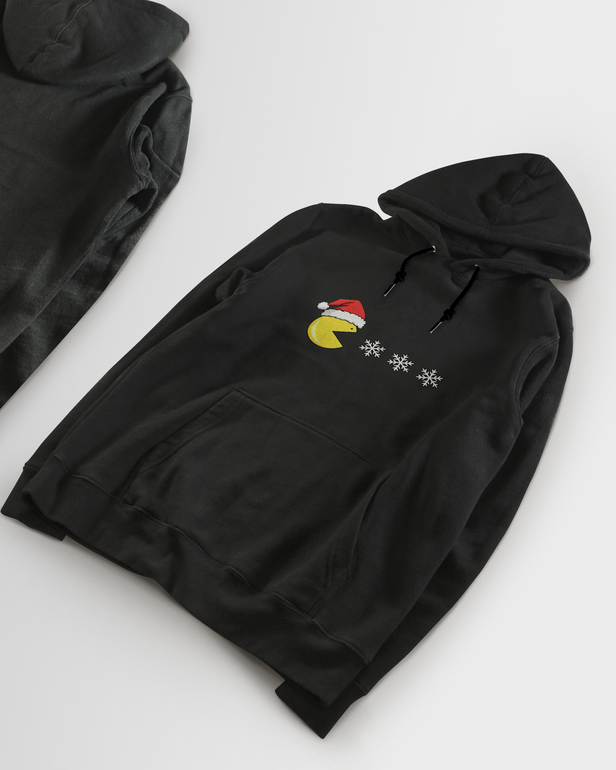 DIYANYONE Retro Gaming Christmas Hoodie: Pac-Man Snowflake Winter Chase