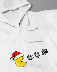 DIYANYONE Retro Gaming Christmas Hoodie: Pac-Man Snowflake Winter Chase