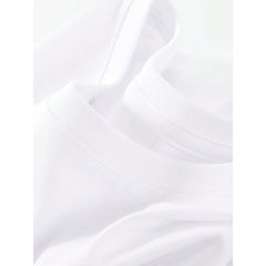 White Printed T-Shirt - Short Sleeve Cartoon Character Drawing Style Soft & Light Beige-Friendly, Machine Washable, Basic & Versatile