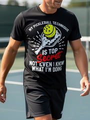 My Pickleball Technique Is Top Secret Funny Pickleball Paddle Graphic T-Shirt, Unisex Cotton Crew Neck Top, All Season Pickleball Player Humor Tee, Casual Apparel And Gift For Pickleball Lovers