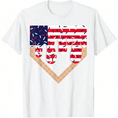 Baseball Ice Cream American Flag 4th July T-Shirt