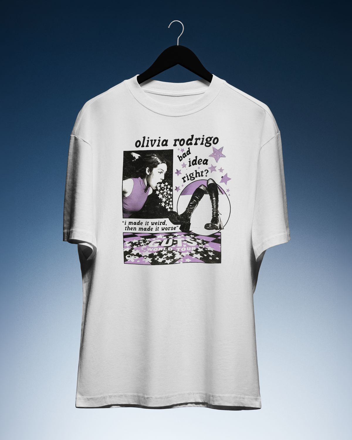 DIYANYONE Original Olivia Rodrigo "Bad Idea Right?" Cotton T-Shirt - GUTS World Tour Style, Y2K Pop-Punk Aesthetic Fan Tee