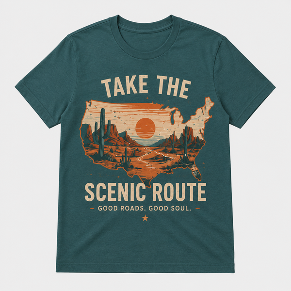 Western Roadtrip T-Shirt Vintage Cowboy Desert Graphic Tee Retro Americana Unisex Tee
