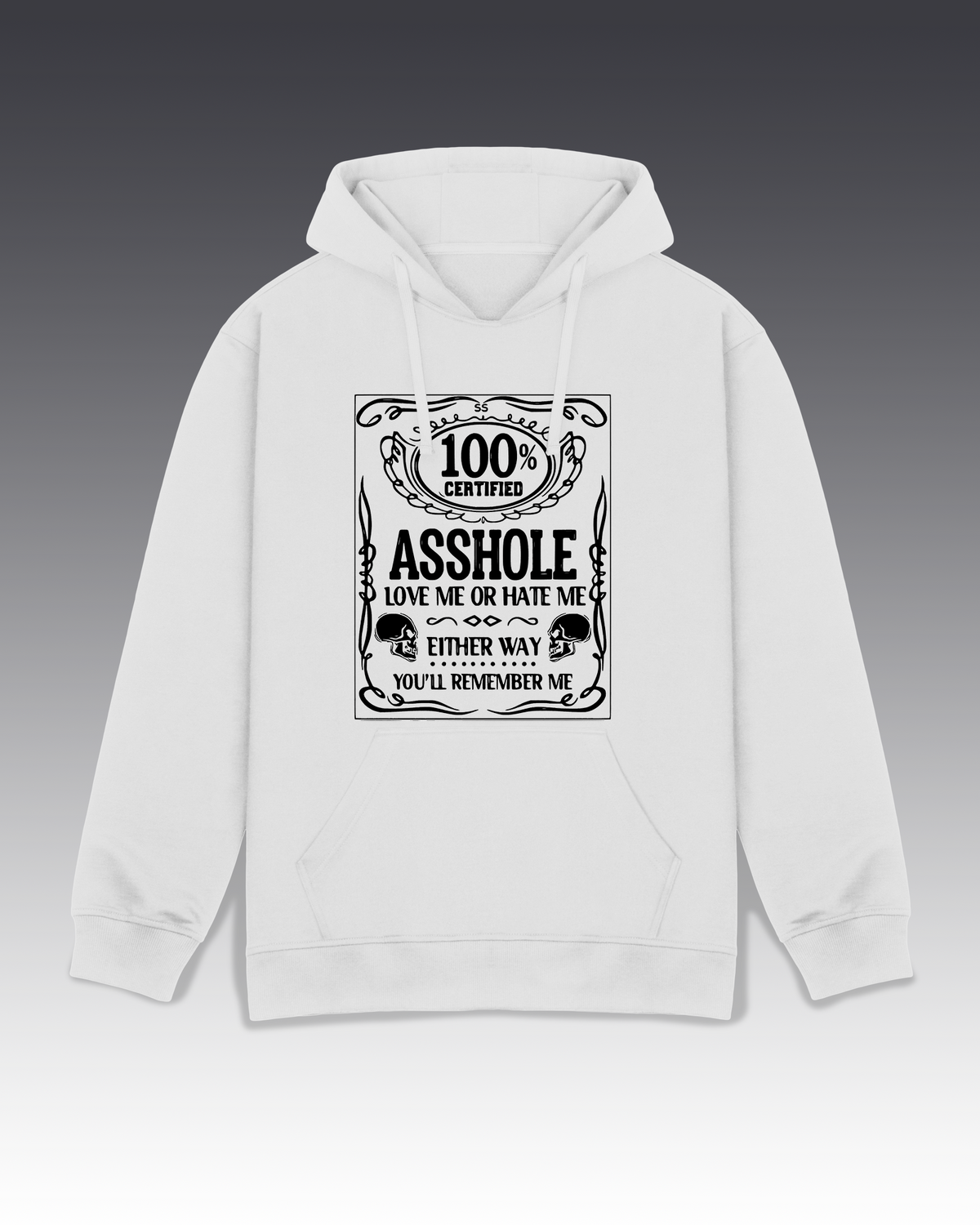 DIYANYONE Original "100% ASSHOLE" Hoodie - Heavyweight Cotton Blend Pullover, Dark Humor Rebel Graphic Hoodies