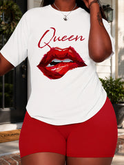 Women Queen Red Lips Graphic T‑Shirt