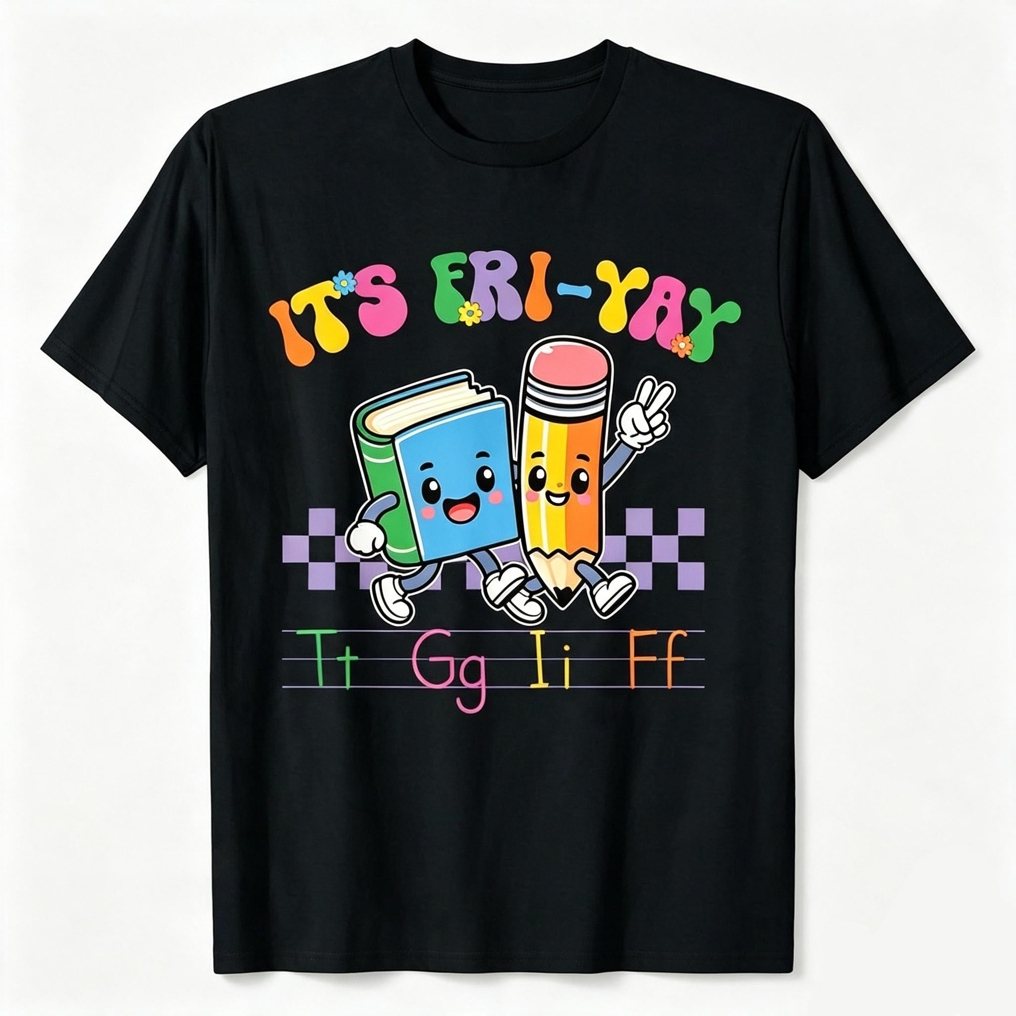 Funny TGIF teacher and Friday educator T-shirt. Perfect as a gift for teachers, casual wear, and stylish outings.