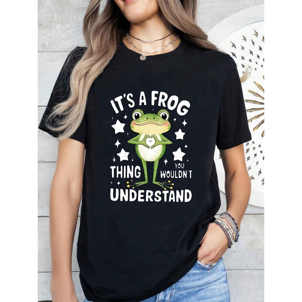 Frog Print Fun Graphic T-shirt