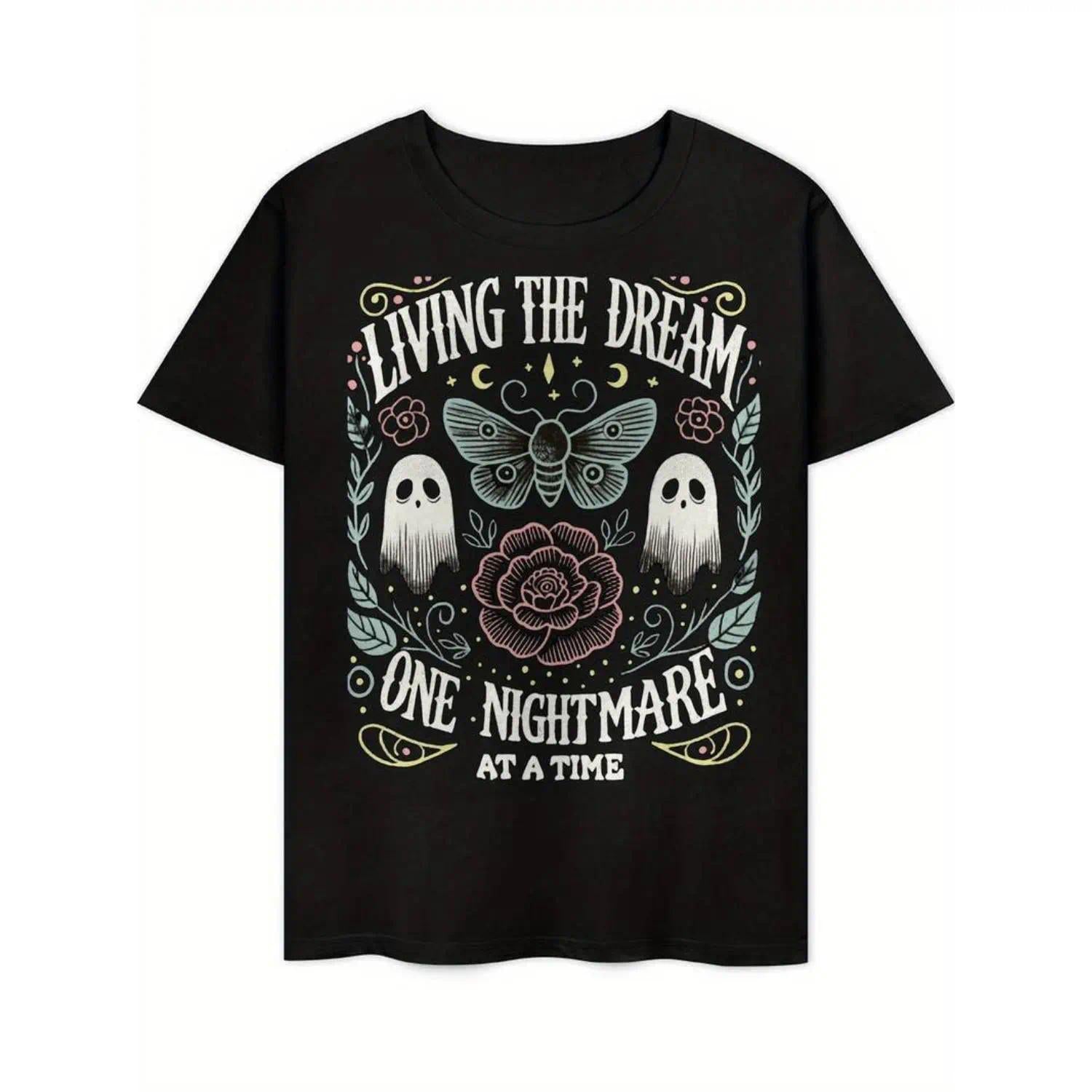 Summer t Shirts Men's Vintage-Inspired "Living The Dream One Nightmare At A Time" Graphic T-Shirt