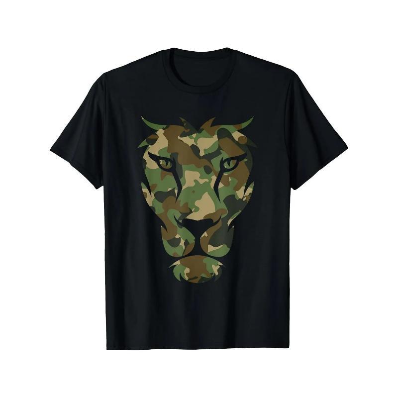 2026 New Arrival Camouflage Lion Head T-Shirt | Dad Gift Casual Tee Menswear Top Man Tshirt Streetwear Tropical Crewneck Shortsleeve