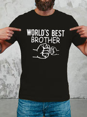 World's Best Brother Fist Bump Graphic T-Shirt, Men Casual Short Sleeve Brother Gift Tee