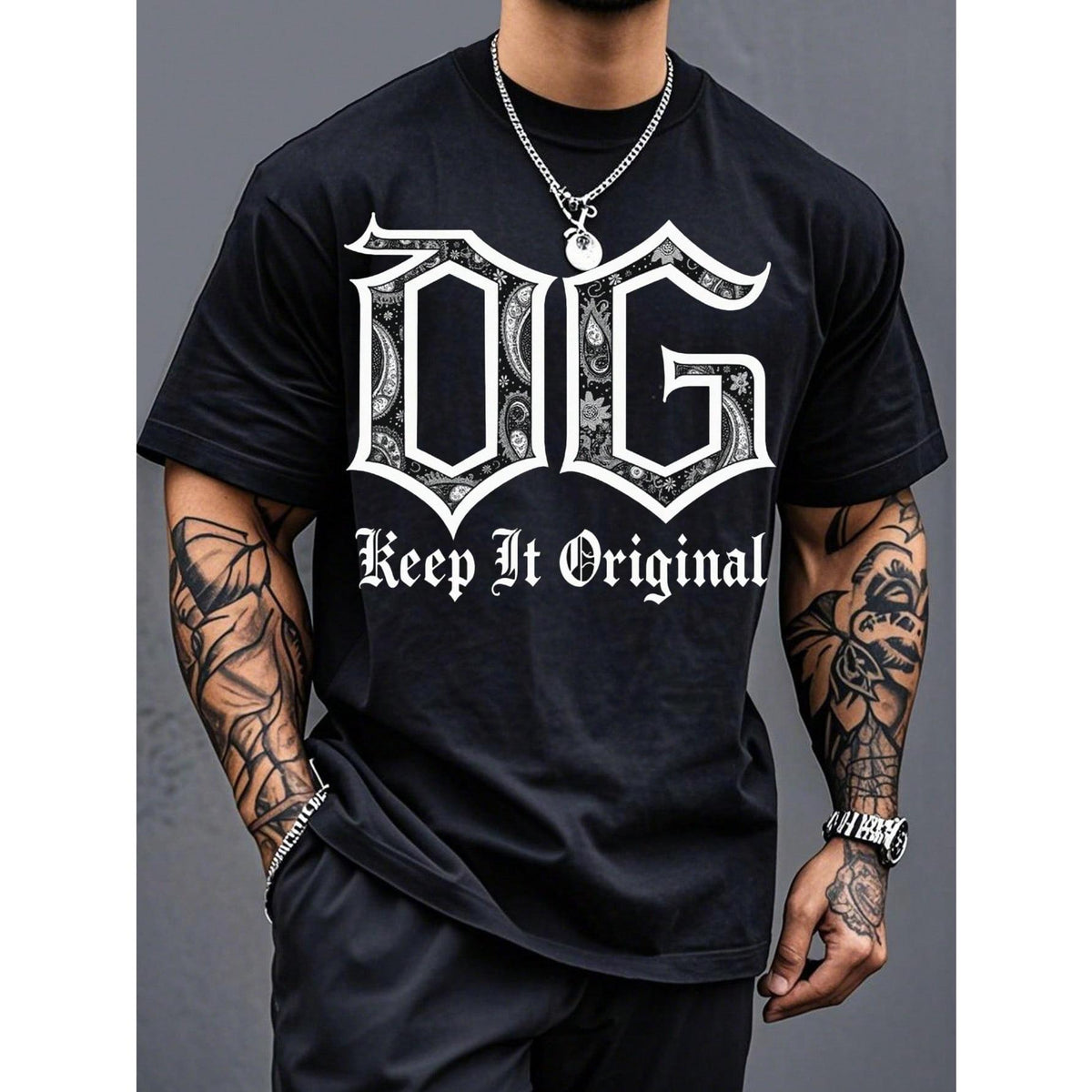 Mens OG Keep It Original Retro Streetwear T Shirt Light Beige Bold Letter Print Loose Fit Crew Neck Machine Washable Comfortable Casual Daily Outfit