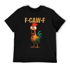 Funny Chicken F Caw F Graphic Tee: Rooster Meme Shirt
