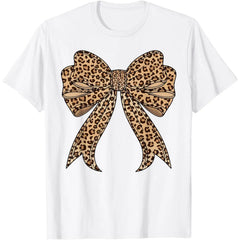 Cute Bow Leopard Print T-Shirt - Coquette Aesthetic Graphic Tee, Unisex Trendy Casual Wear