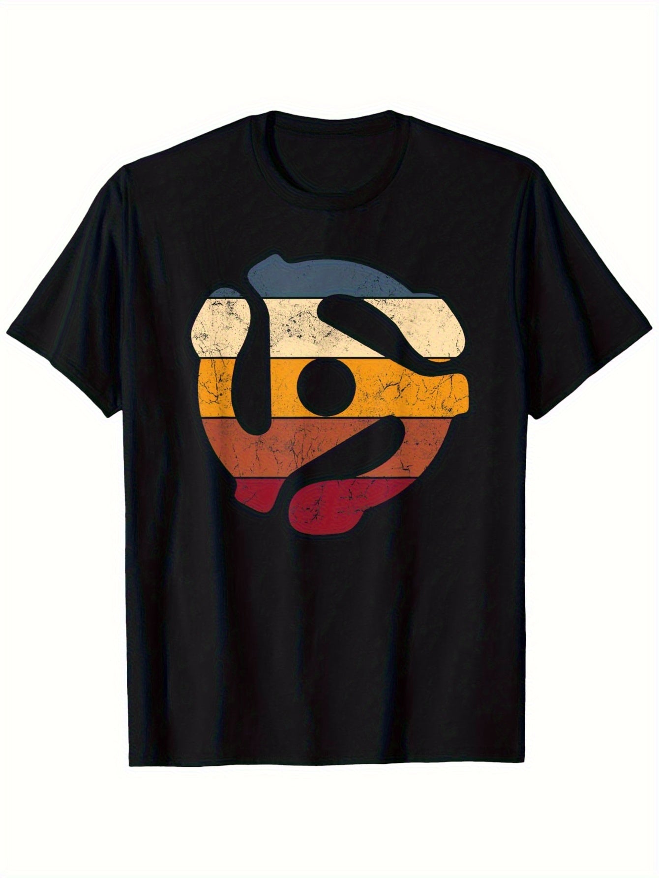 Men'S Retro DJ 45RPM Record Adapter T-Shirt Casual Crew Neck
