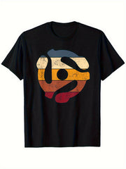 Men'S Retro DJ 45RPM Record Adapter T-Shirt Casual Crew Neck