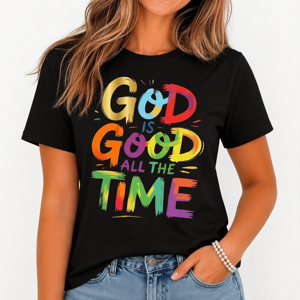 God Is Good All The Time Shirt Women Christian Graphic Tee Inspirational Top