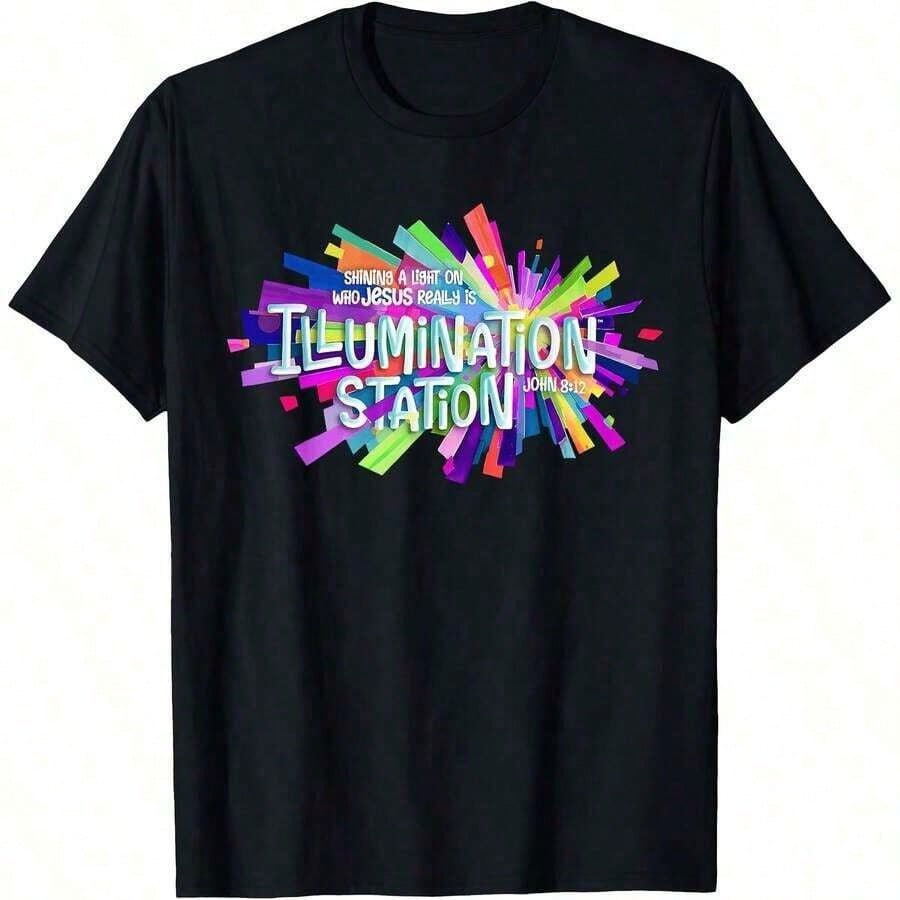 2026 Illumination Station VBS Tee Shining A Light On Who Jesus Really Is Bible Verse John 8:12 Christian Religious Graphic T Shirt For Adults Church Vacation Bible School