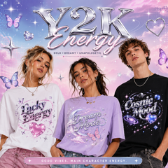 Y2K Energy T-Shirt Retro Butterfly Cosmic Graphic Tee Vintage Aesthetic Unisex Shirt
