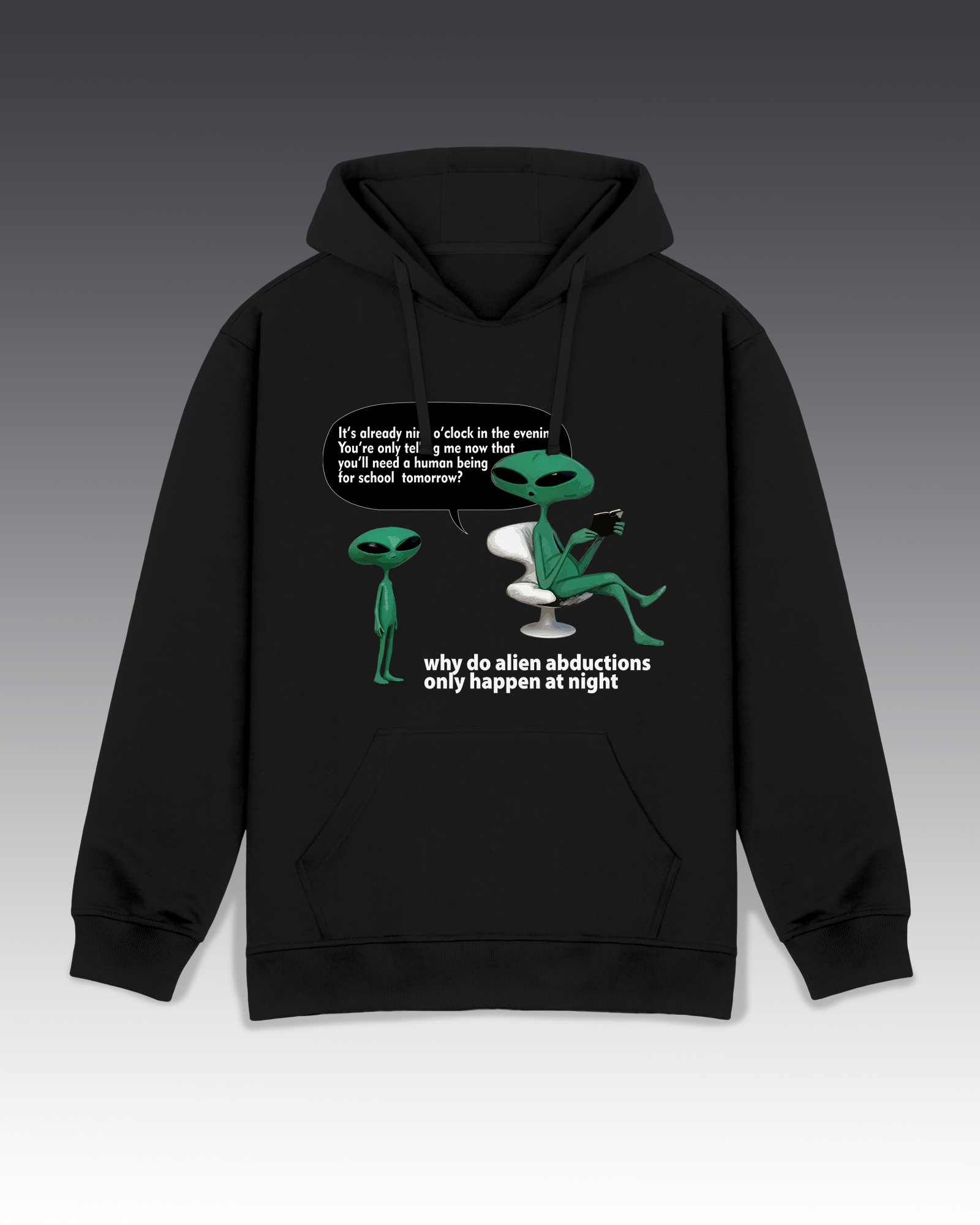 DIYANYONE Original Sci-Fi Hoodie: Alien Dad Joke "School Human"