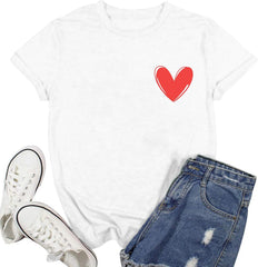 Ascrazy Valentines Day Shirts for Women Love Heart T-Shirt Happy Valentine Day Tee Tops