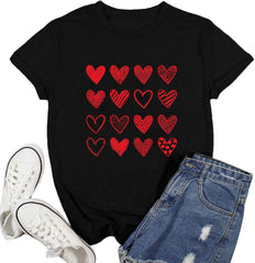 Ascrazy Valentines Day Shirts for Women Love Heart T-Shirt Happy Valentine Day Tee Tops