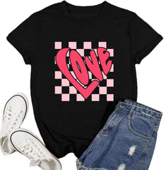 Ascrazy Valentines Day Shirts for Women Love Heart T-Shirt Happy Valentine Day Tee Tops