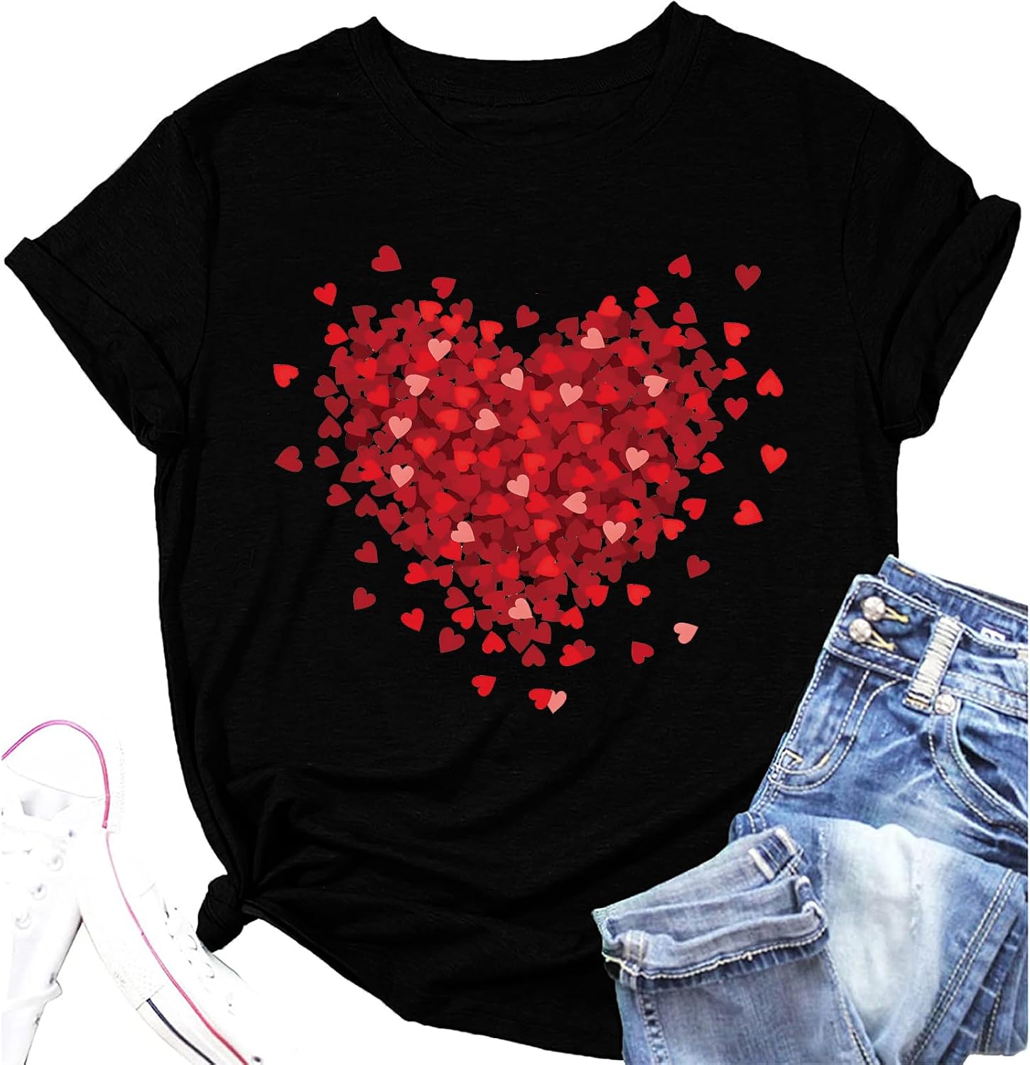 Valentine Shirts for Women Love Heart Graphic Tees Tops Cute Valentines Shirt Short Sleeve Tshirts