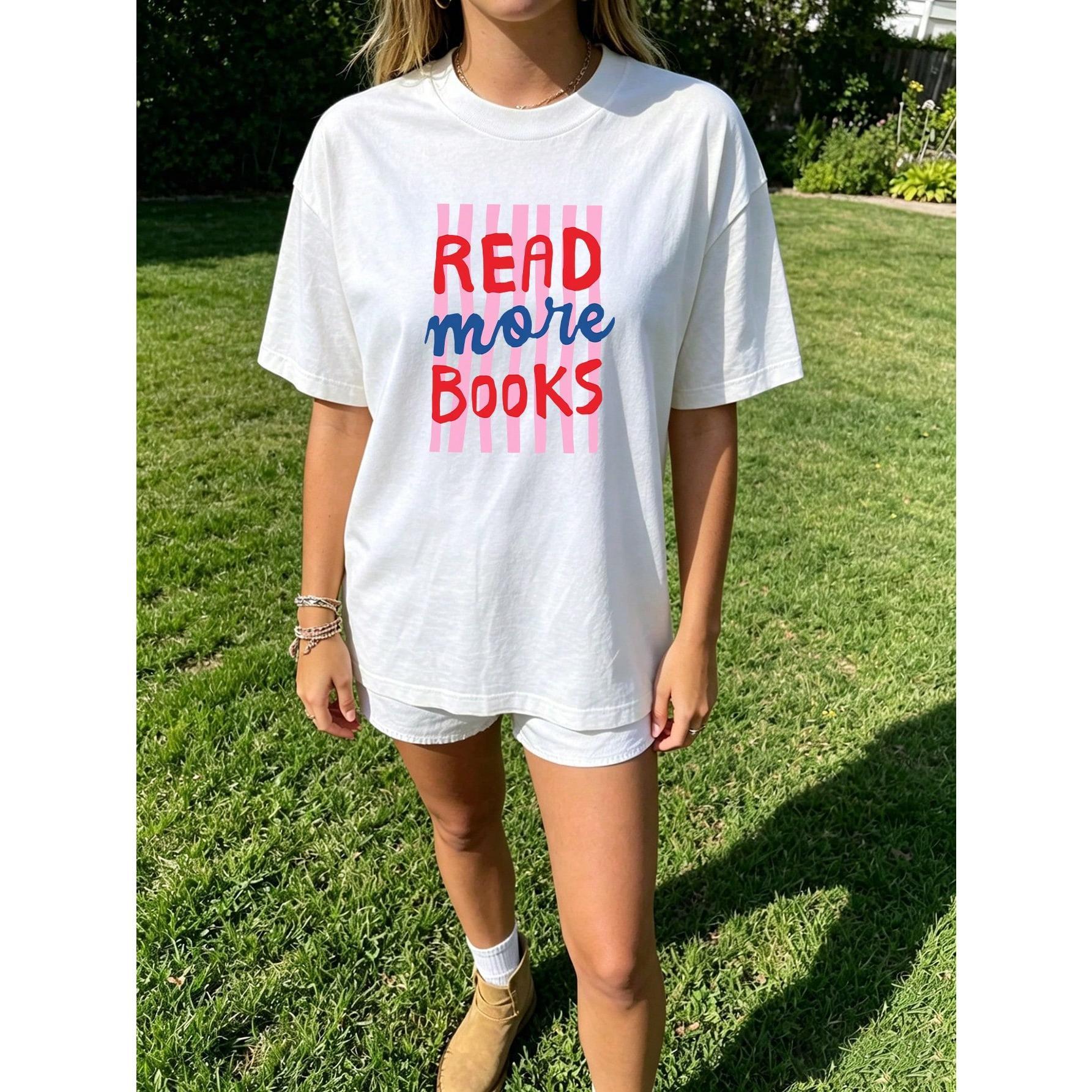 Bookish T Shirt Women Read More Books Graphic Tee Cute Book Lover Gift Top Librarian Bookworm Tshirt