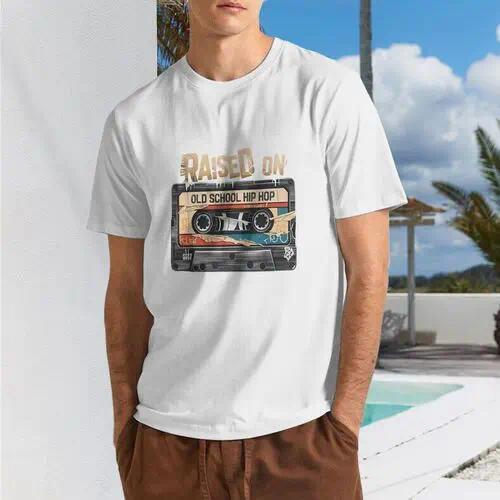 Raised On Old School Hip Hop Tshirt Cassette Graffiti Rap T-Shirt 100% Cotton Unisex Comfortable Casual Sports Tee plus  size  top,back to school,back to school shopping