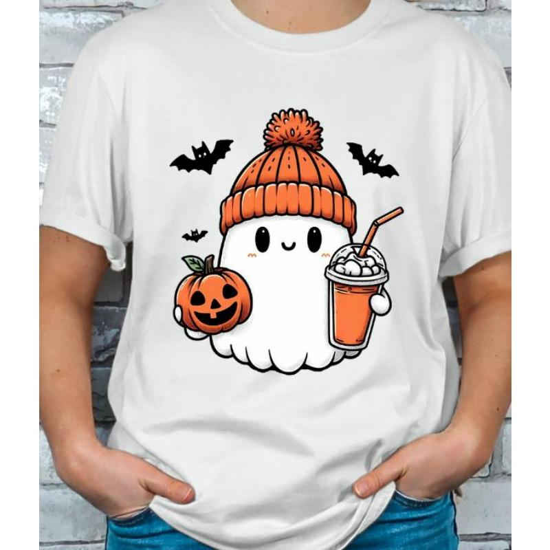 Halloween Baby Ghost Beanie Hat Iced Coffee T-Shirt