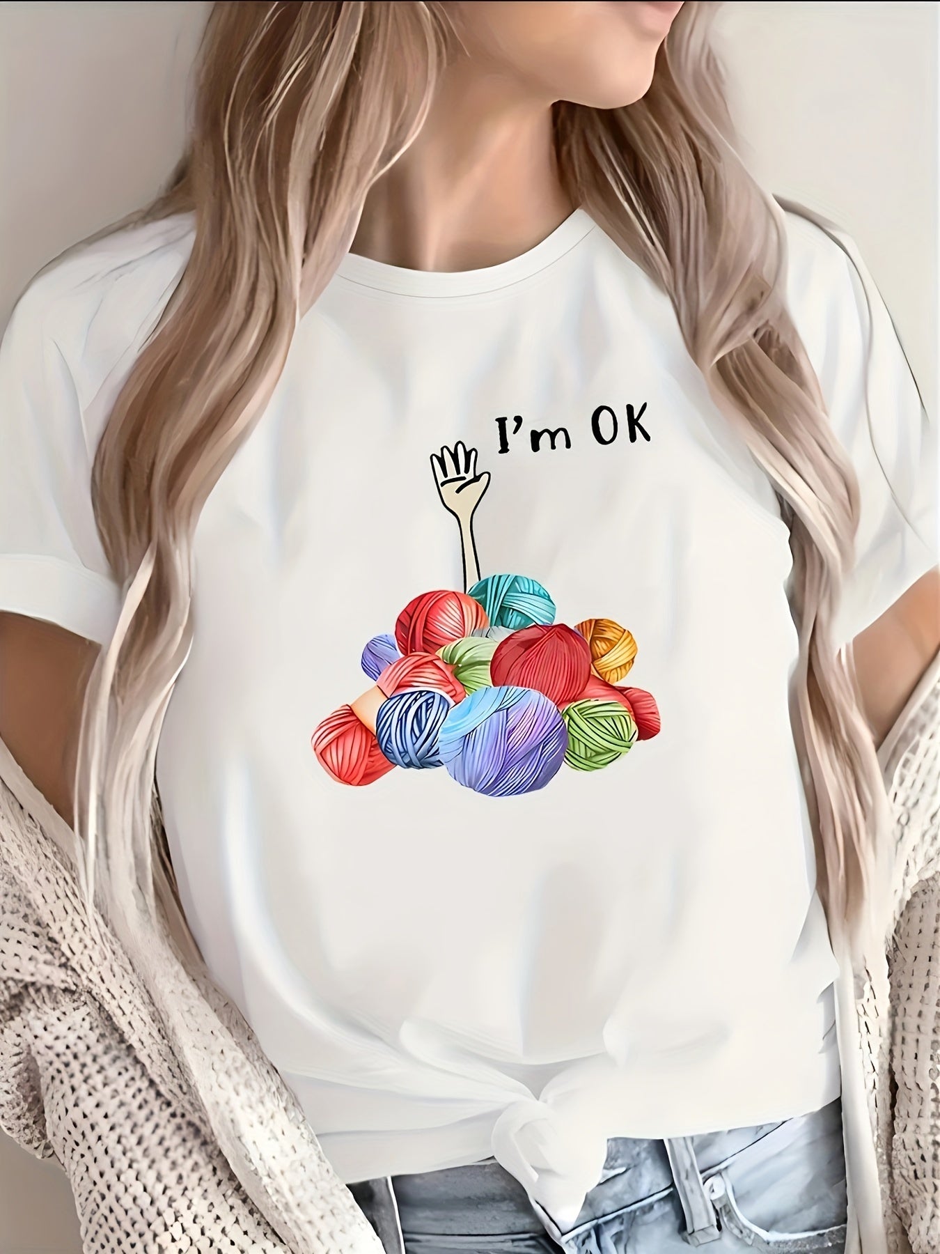 I'm OK T-Shirt Funny Crochet Knitting Lover Tee Yarn Hoarder Gift For Crocheter
