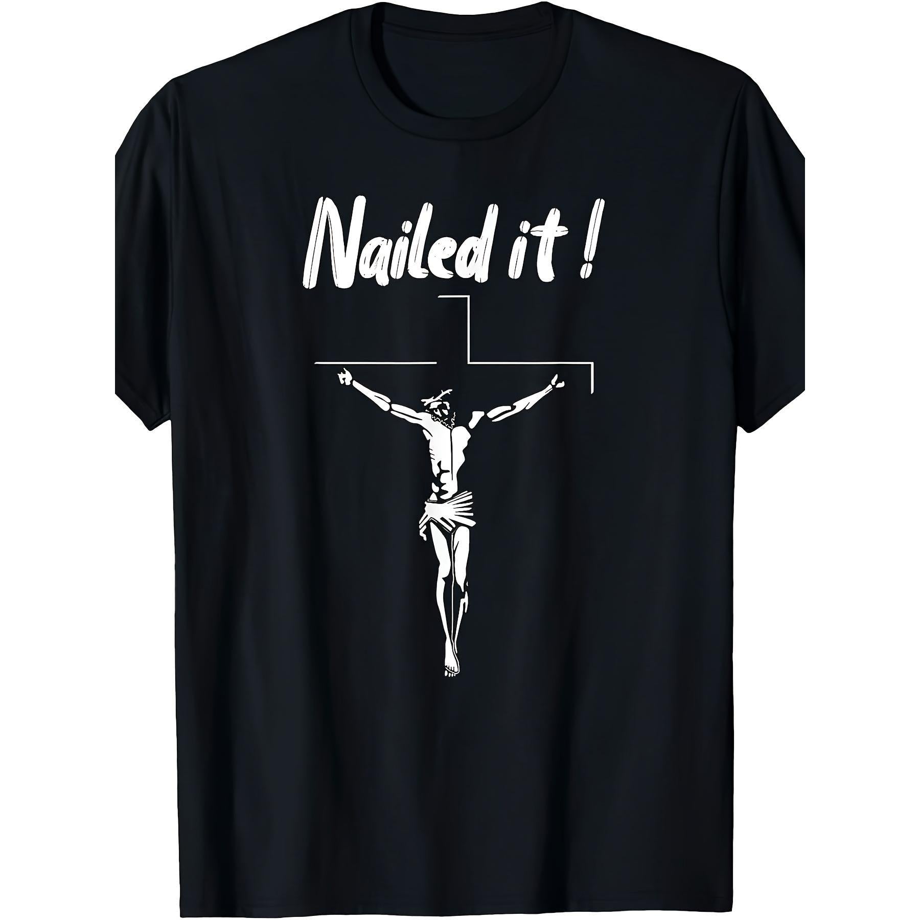 Jesus Nailed It Atheist Punk Goth TShirt Unisex Retro Atheist Graphic Short Sleeve Shirt with Crucifixion Design for Goth Subculture Religious Debate
