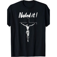 Jesus Nailed It Atheist Punk Goth TShirt Unisex Retro Atheist Graphic Short Sleeve Shirt with Crucifixion Design for Goth Subculture Religious Debate