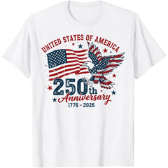 Vintage United States of America 250th Anniversary T-Shirt - 1776-2026 USA Independence Graphic Tee, Unisex Patriotic Top