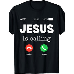 Funny Jesus Is Calling Tee for Men Women Religious Faith Graphic Spiritual Top Gift for Believer Christian Casual Retro Crew Neck Everyday Outfit