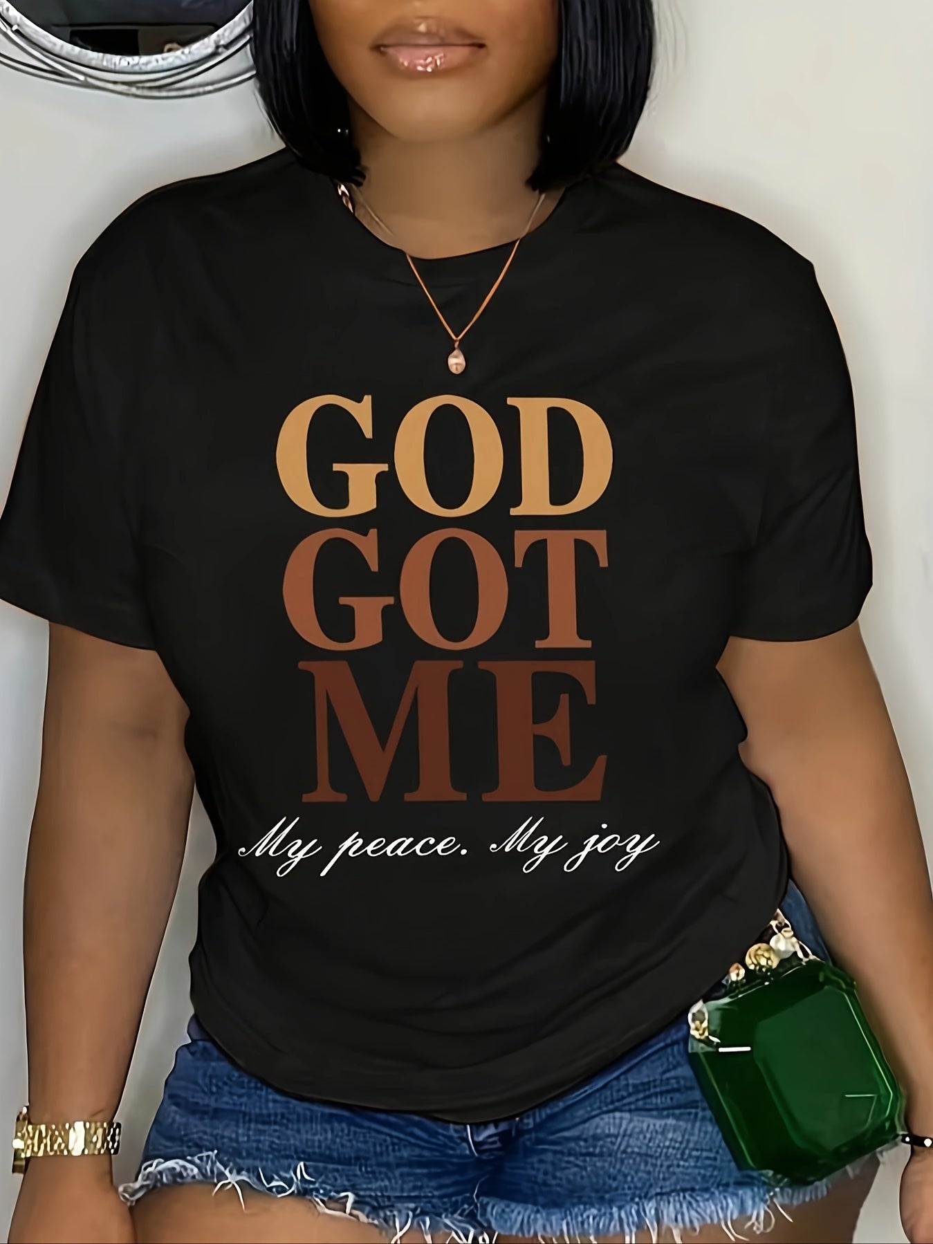 Women's Christian Faith Graphic T-Shirt, Inspirational Religious Crew Neck Short Sleeve Casual Tee, Comfortable Everyday Worship Top