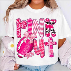"Pink Out" Graphic Shirt With Football And Bow Details T-Shirt