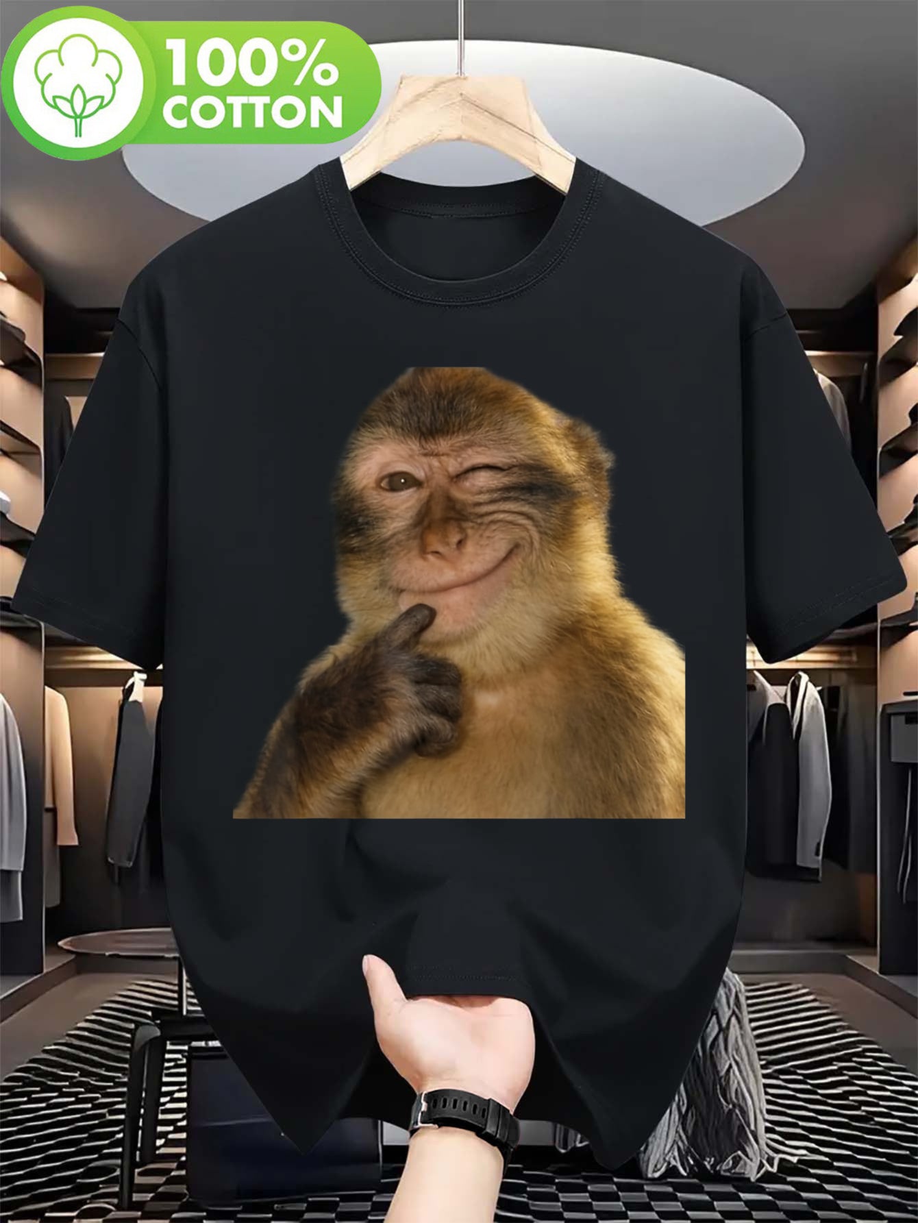 Humorous T-Shirt Featuring a Grinning Monkey Meme And Brainrot Theme