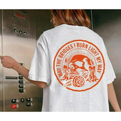 MAY THE BRIDGES I BURN LIGHT MY WAY Skull Print Men's T-Shirt