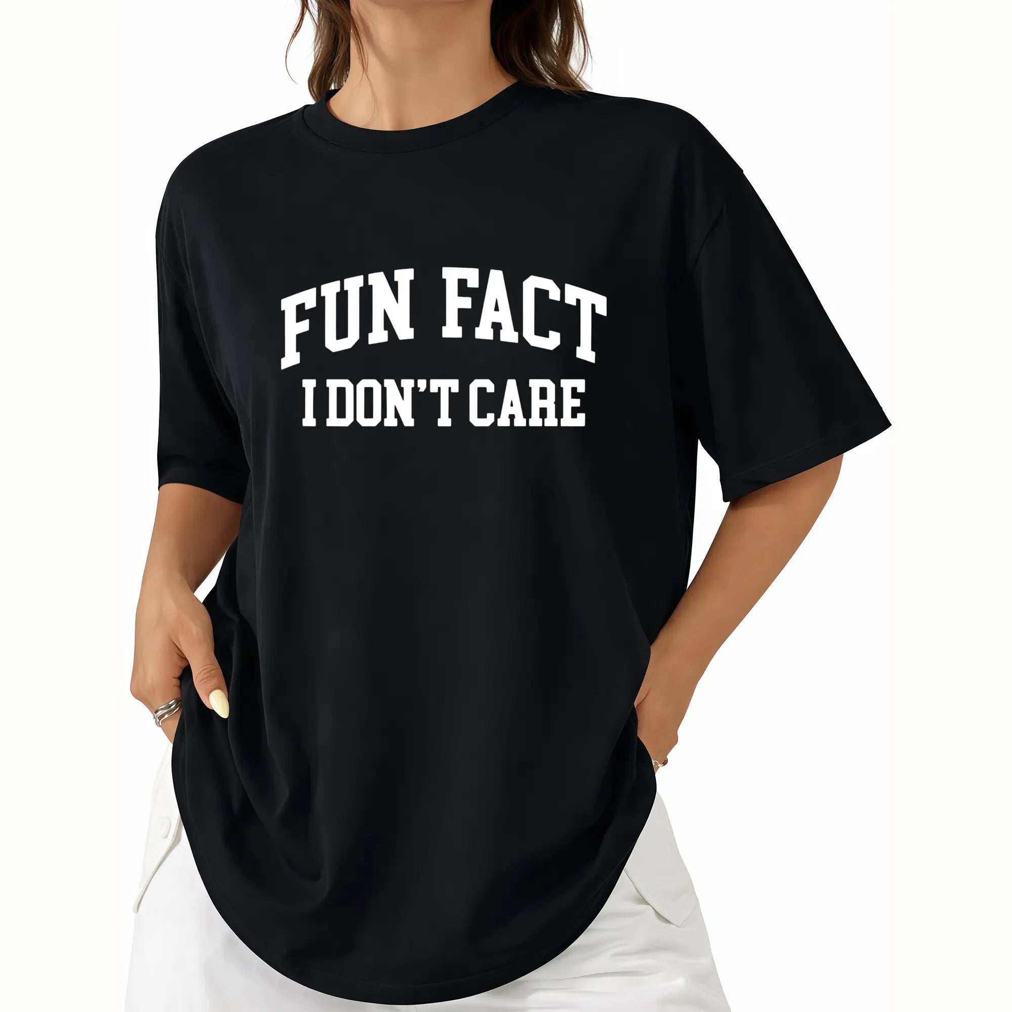 Fun Fact I Don’t Care tshirt – Bold Sarcastic Quote in College Font , Funny Attitude Design