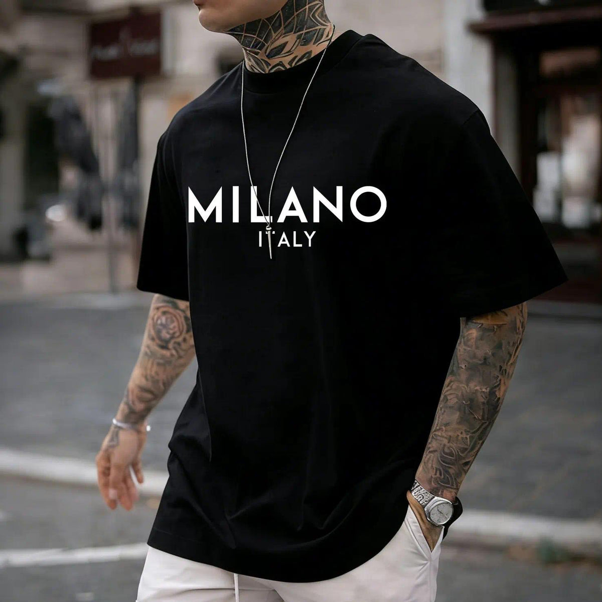 Unisex Men's Letter Print Drop Shoulder Short Sleeve Tee, Regular Fit Casual Round Neck Stretch T-Shirt For Summer, Menswear Top For Daily Wear