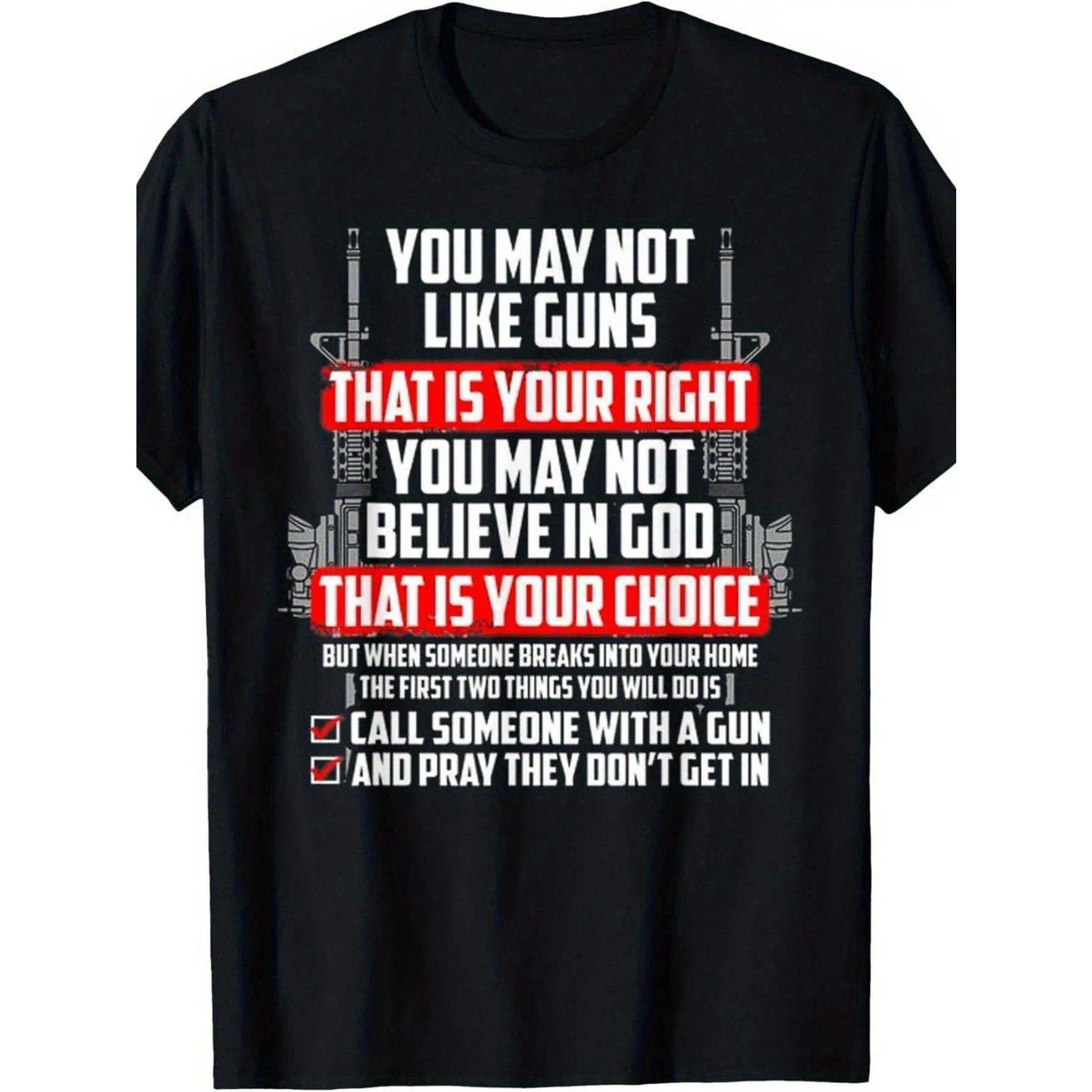 Men'S Gun Rights T-Shirt - 2A Advocacy Design with "You May Not Like Guns, That Is Your Right" Slogan & Graphic, Loose Fit Breathable Tee, All-Season Casual Short Sleeve Shirt for Gun Enthusiasts, Machine Washable Statement Apparel